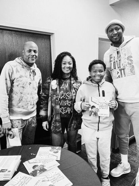 Artist Marcus Lewis, Director Andrea Lewis, Hogan, and author Vincent Hunter